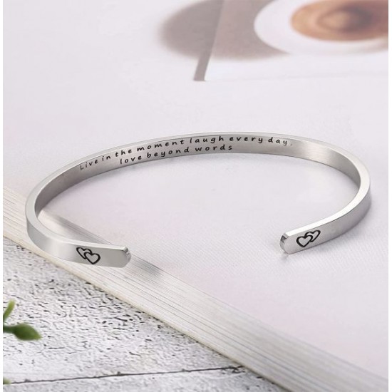 Inspirational Bracelets For Women; Motivational Mantra Bangle; 4MM Friendship Bracelets Personalized Gift With Box Inspirational Bracelets For Women; Motivational Mantra Bangle; 4MM Friendship Bracelets Personalized Gift With Box